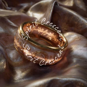 Celestial Gold Ring - Engraved Spiritual Offering