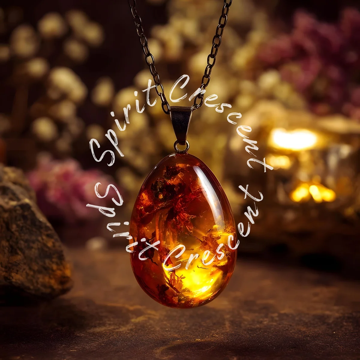 Amber Pendant Necklace: Celestial Ritual Offering (Spiritual Gift)