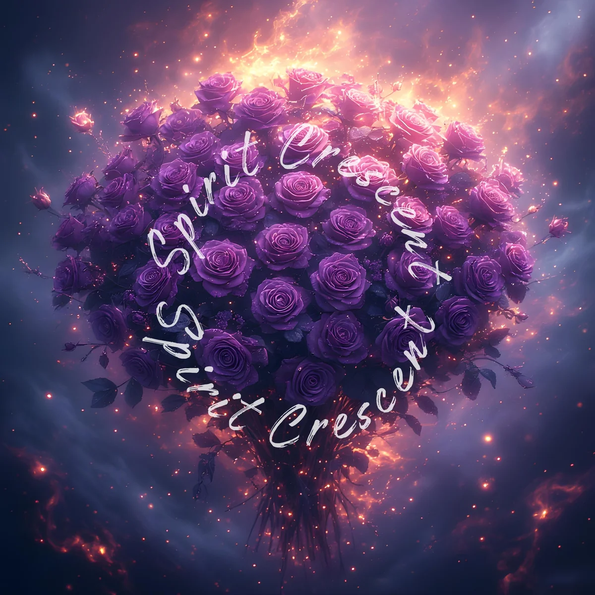 Purple Rose Bouquet Offering: Celestial Spiritual Energy Gift