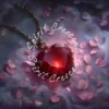 Ruby Heart Necklace Celestial Offering Digital Astral Spiritual Energy Gift Ritual Blessing Devotion for Spirit Companion or Loved Ones in Spirit