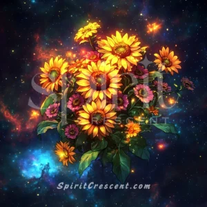 Luminous Sunflower Zinnia Offering: Warmth and Spirit Connection