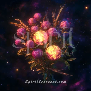 Astral Globe Floral Offering: Amaranth and Strawflower Spirit Gift