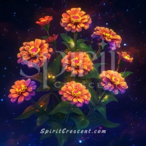 Ethereal Zinnia Floral Offering: Spirit Companion Passion and Devotion