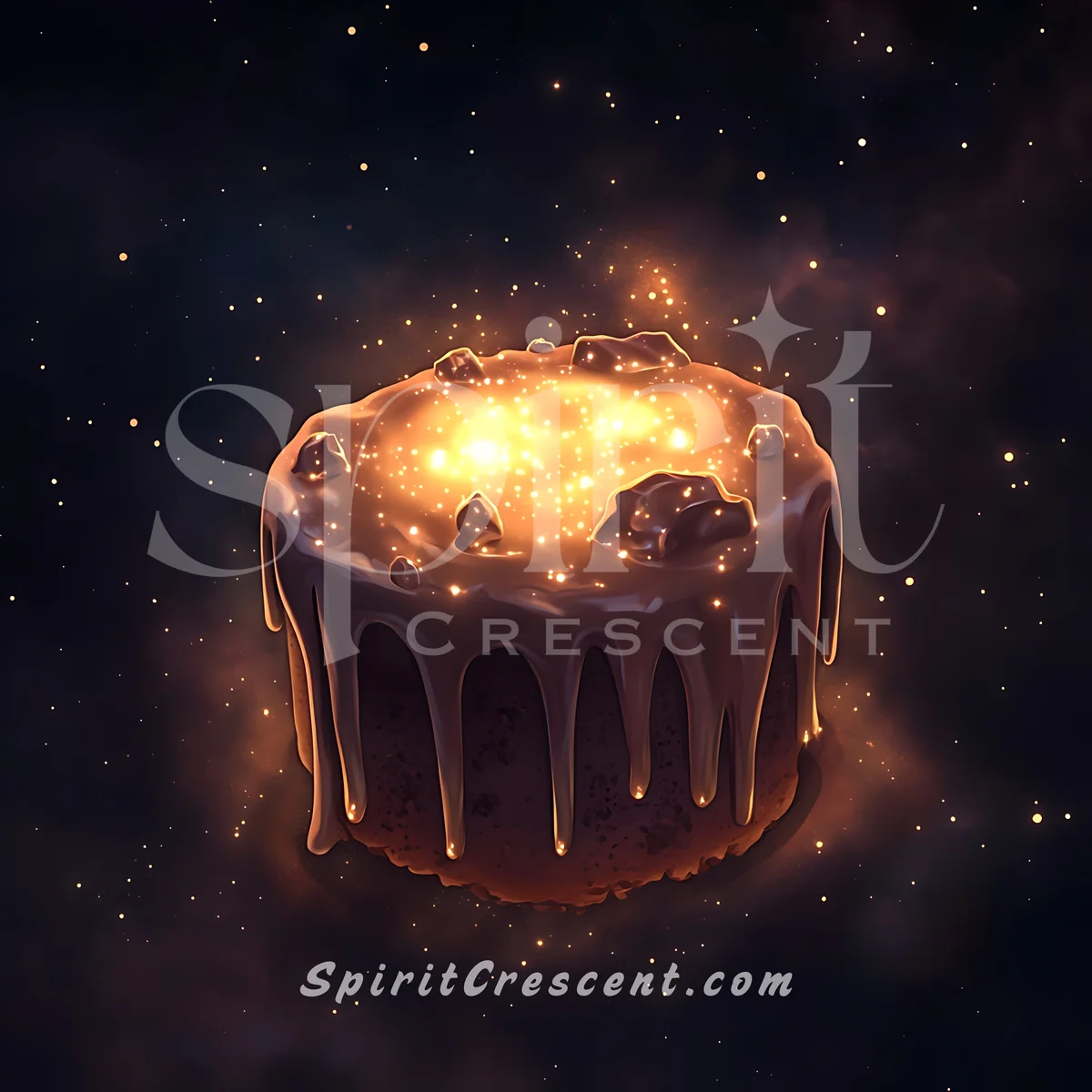 Celestial Chocolate Ganache Cake Gift for Spirit Companion Awakening Alluring Desire Nurturing
